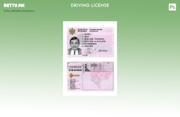 Модерен стил шаблон за возачка дозвола Црна Гора